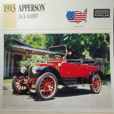 Apperson Jack Rabbit Car Picture Spec Detail Collector Card Original Vintage