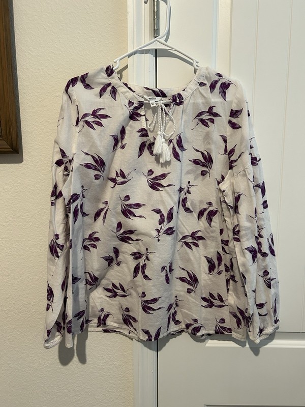 Sonoma XL Purple and Ivory Peasant/BOHO Lightweight Summer Blouse Size XL. NICE!