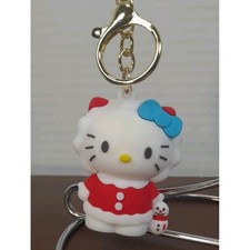 New Hello Kitty PVC 3D Backpack Purse Charm Keychain Red Outfit With Snowmen