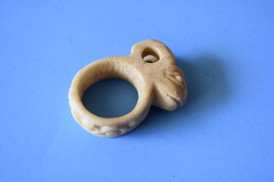 Large Carved Alabaster Ram Head Ring Ancient Cultures 