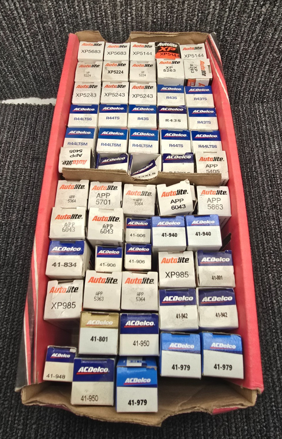 QTY 57 Autolite  ACDelco Mixed Spark Plugs XP5683 XP5144 R43S R43TS R44LTS6