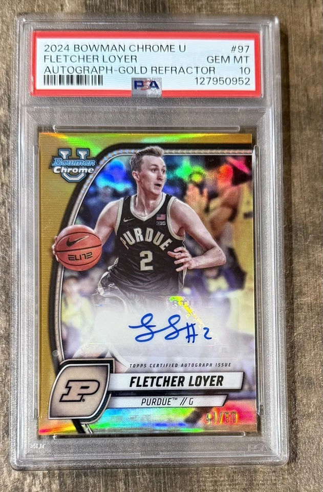 ЗОЛОТОЙ С АВТОГРАФОМ /50 PSA 10💎Bowman Chrome U Fletcher Loyer🔥POP 1! PERRCT ЗОЛОТО RC📈 - Изображение 4 из 4