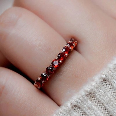 Art Deco Lab Create Diamond Garnet 14k Yellow Gold FN Wedding Engagement Ring