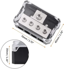 4 Way Power Distribution Block, 1x 0/2/4 AWG Gauge in / 4X 4/8/10 Gauge Out A...