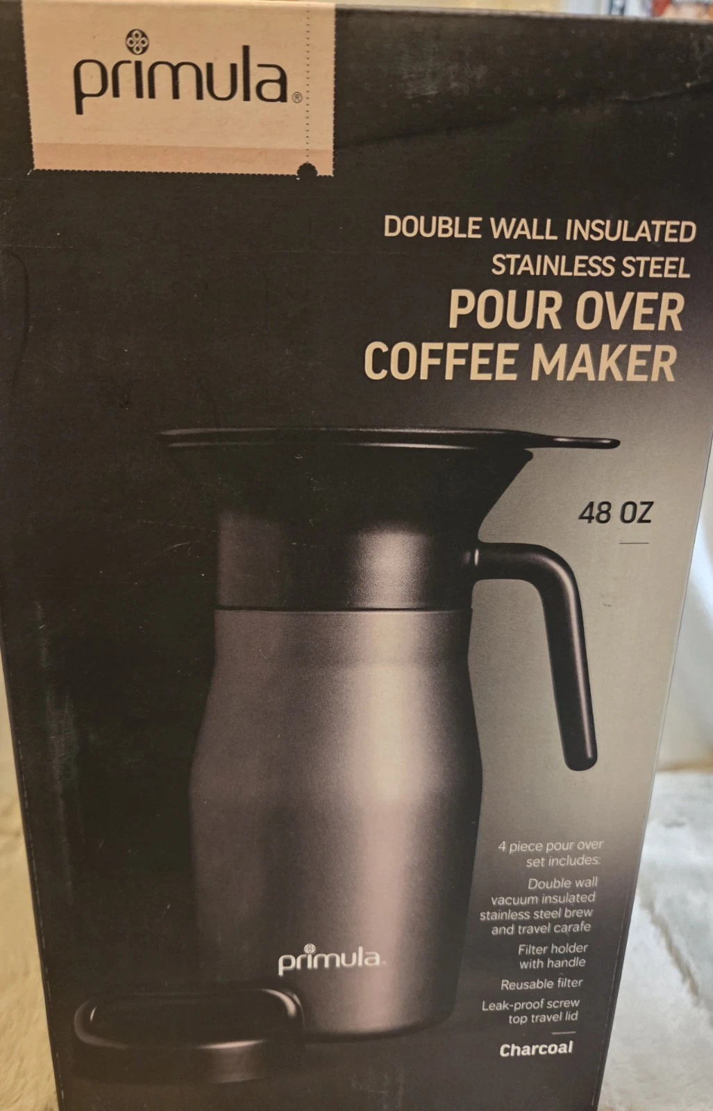 Primula 48oz Double Wall Insulated Stainless Steel Pour Over Coffee Maker