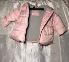 Wonder Nation Toddler Pink Puffer Jacket Size 12M Fleece Lined Full Zip Up Hood