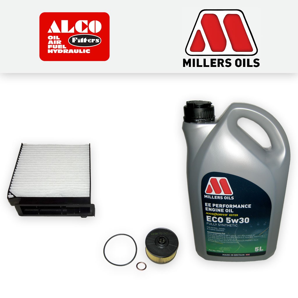 SERVICE KIT for DACIA DUSTER 1.2 TCE 125 OIL CABIN FILTERS +OIL (2013-2018)