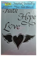 Faith Hope Love Inspirational Journaling Stencil TCW Mixed Media Template