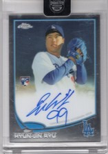 HYUN-JIN RYU 2013 TOPPS CHROME ROOKIE RC ON CARD AUTO #25 *LOS ANGELES DODGERS*