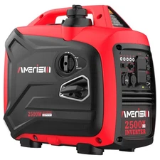 Amerisun Inverter Gas Generator, 2500W, Gas Powered, 5.5H Runtime, CO Sensor