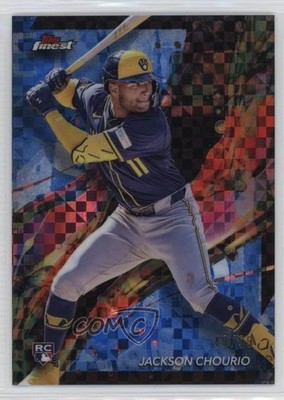 2024 Finest Blue Checkerboard Refractor 48/99 Jackson Chourio #11 Rookie RC 19fe