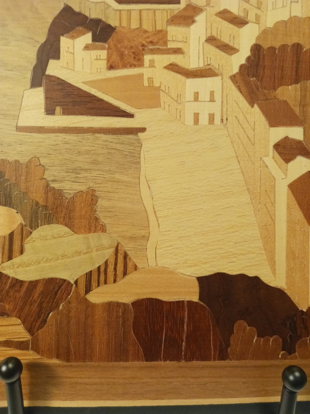 Italian Village Coastal Scene By Sorrento Marquetry Wooden Inlay Picture 11x15”