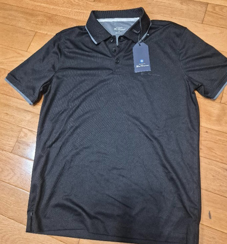 Ben Sherman, NWT The Original Ben Sherman Polo Mens Small Black 3 Button Grey Trim NEW