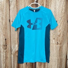 Under Armour Heat Gear Boys Short Sleeve Fitted Athletic T-Shirt Blue M 10/12