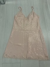 Vintage Victoria's Secret Satin Sleep Slip Sz S Pink - Gold Label - Lace Detail