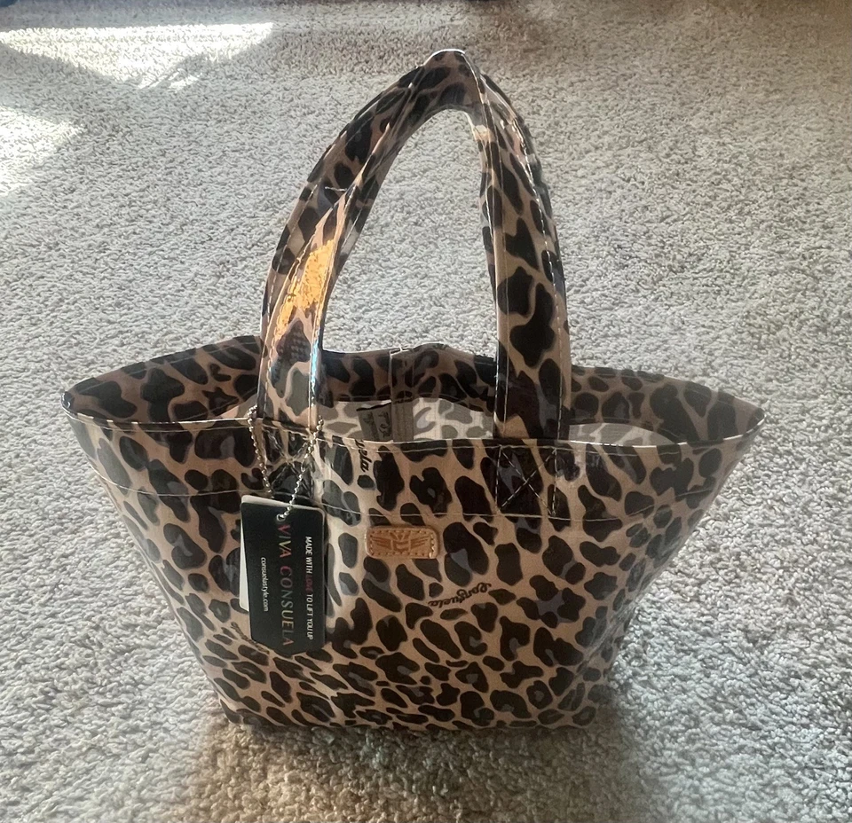Bolso de Mano Consuela Grab N Go Mini Vinilo Leopardo Doble Asa Foto 2 de 4