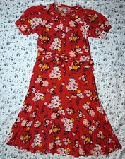Loft Women's Size 0 Red Floral Short Sleeve Shirt Dress