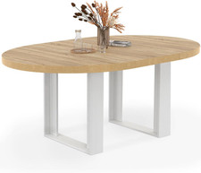 - Tavolo Da Pranzo Rotondo Allungabile PHOENIX 4-6 Persone in Legno E Bianco 110