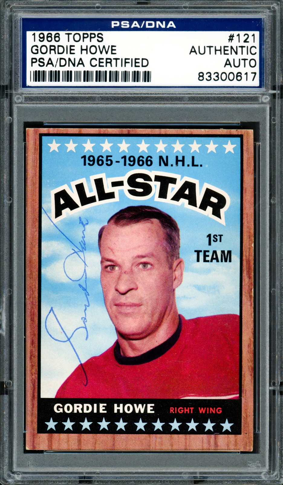 Gordie Howe Signed 1966-67 Topps Card 121 Detroit Red Wings PSA/DNA #83300617