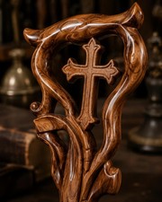Handcrafted Medieval Crook Walking Cane Custom Size Wooden Shepherd's Staff