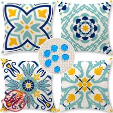 Cirzone Outdoor Pillow Covers, Set of 4, 18x18 Geometric, Waterproof Patio