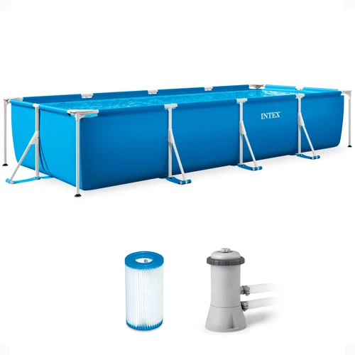 Intex 14ft x 33in Above Ground Backyard Swimming Pool with Filter (Open Box)