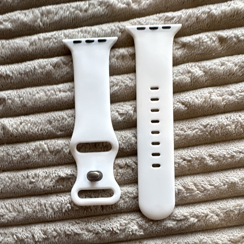 White Silicone Replacement Strap Band Set (2 Pieces) for Apple Watch