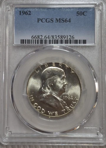 1962 P Benjamin Franklin Silver Half Dollar. PCGS MS64. A0922.