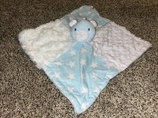 Baby Essentials Blue White Bear Stars Minky Dot Swirls Security Blanket/Lovey