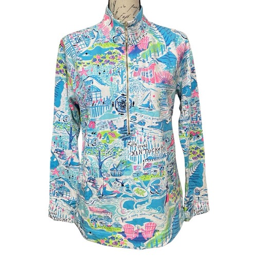 Lilly Pulitzer SKIPPER Popover Gr. M Lilly Loves Nantucket 1/2 Zip French Terry