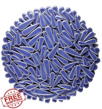 KiWeeze Blue Petal Droplet Ceramic Mosaic Tiles for Crafts 200g