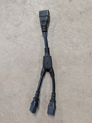 C20 Male to 2X C13 Female Y Splitter Cable Power Mining 14AWG 16A for ASIC, 1FT