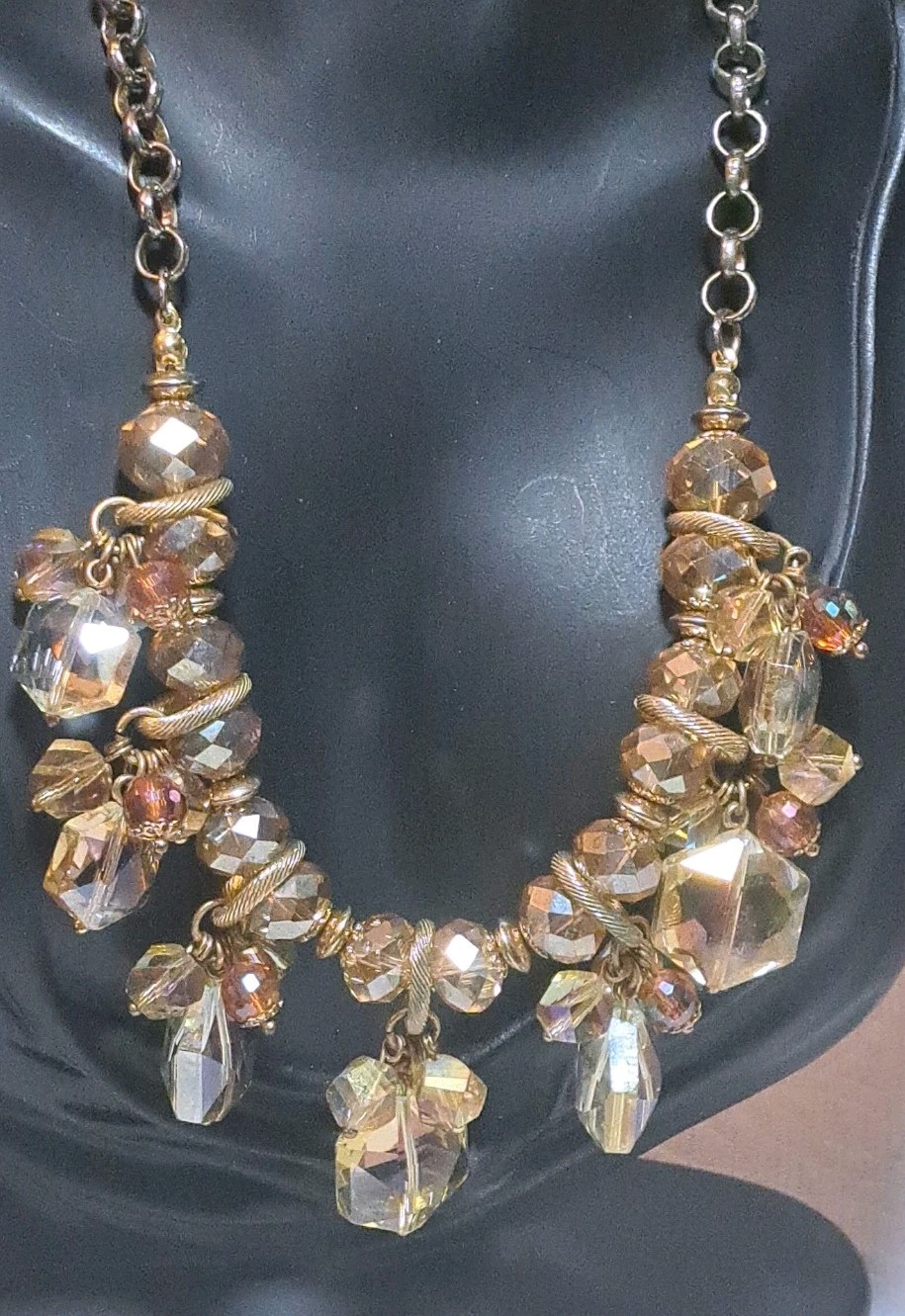 Chunky Cluster Statement Multi Colored Faceted Gl… - image 1