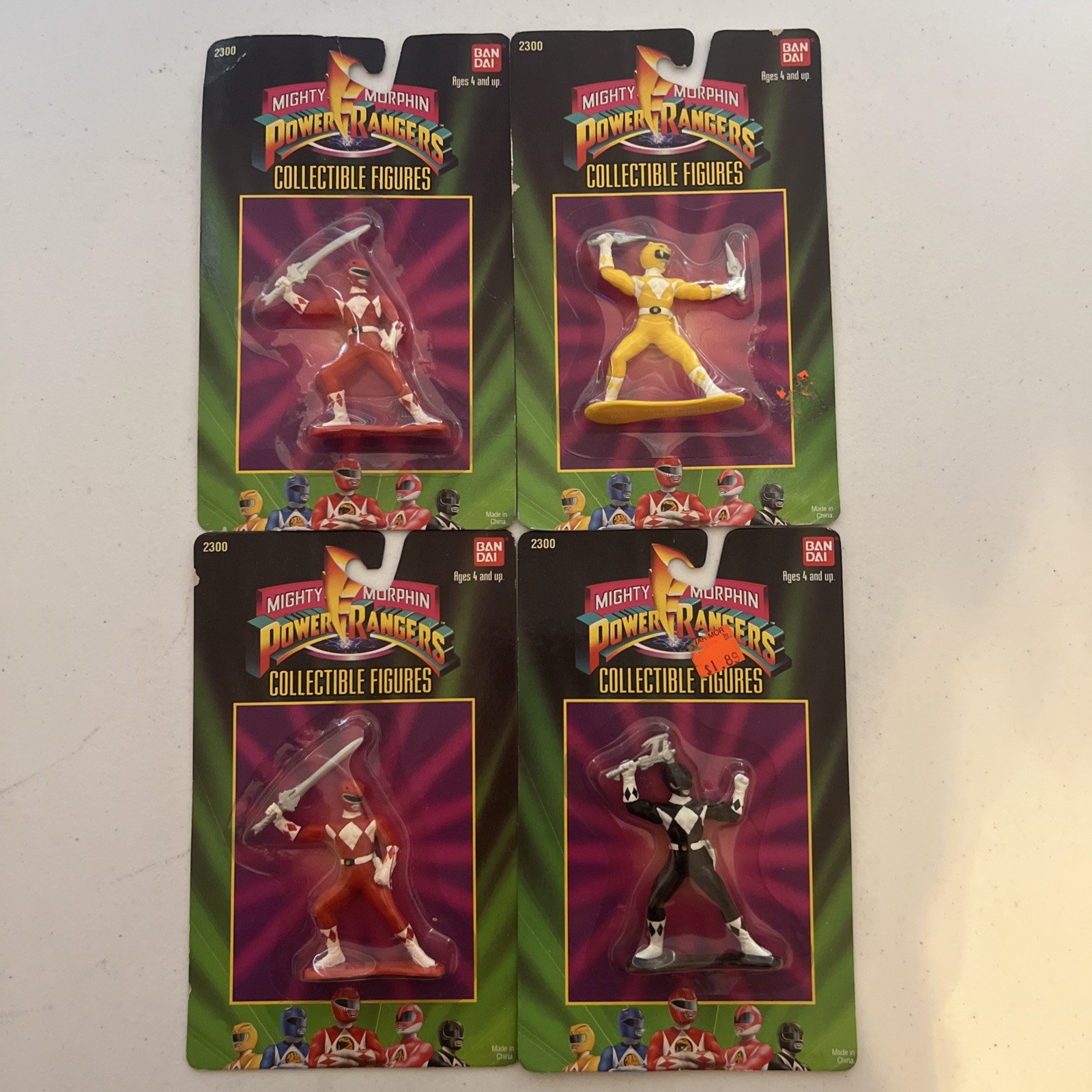 mighty morphin power rangers collectible figures Lot Of 4 Bandai 1993 VTG New