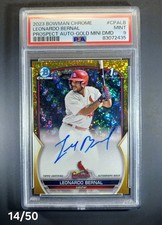 Leonardo Bernal Bowman Chrome 2023 Gold Mini Diamond /50 Auto