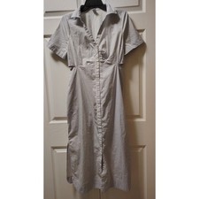 Old Navy Medium Blue and White Stripe Collared Side Cutout Button-Up Shirt Dress
