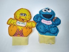 Vtg Playskool Sesame Street Foot Jingles Rattle Big Bird Cookie Monster Puppets