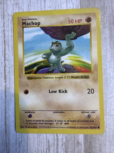 MACHOP Pokemon Card 1st Edition Shadowless 52/102 NM - 第 3/4 張圖片