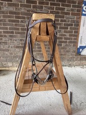 Brown Western Headstall with Matching Split Reins, Curb Strap, and Snaffle Bit