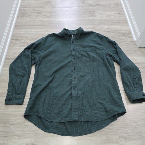 LL BEAN Vintage Green Check Plaid Flannel Outdoor Cotton Button Shirt XL - Picture 2 of 10