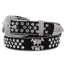 Faux Leather Rhinestone Western Belt Women Studd Adjustable Country Jeans Belts
