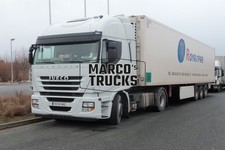 Truck photo Iveco Stralis 500 EEV refrigerated semitrailer Spain white Ro #c8ll