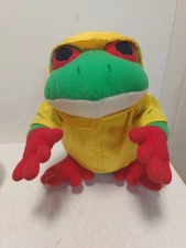 Vintage Frog Culture Raincoat Frog Plush 24K Mighty Star 1997 Stuffed Animal