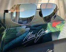 New MAUI JIM KEAWAWA MJ 620-02 Gunmetal Silver To Black Aviator Sunglasses NIB