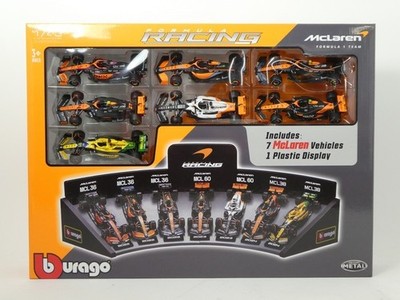 Burago 7 X F1 Mclaren Set Ricciardo Norris Piastri+Display 1/43 18-38169