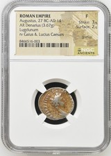 Roman Empire - Augustus - BC 27-14 AD - Silver Denarius - NGC F - RIC: 207