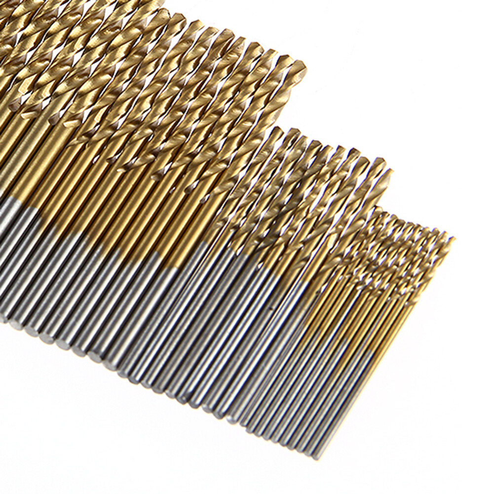 50-Piece Set Of HITACHI Titanium Coated 7/64" High-Speed Steel (HSS) Drill Bits For Metal (Gold)