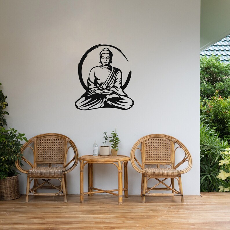 3D Metal Acrylic Silhouette Wall Art USA Buddha Enso Home Decor-image