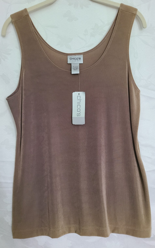 TANK TOP nuovo con etichette Chico's Travelers taglia 2 marrone moka maglia senza maniche NUOVO CON ETICHETTE - Foto 7 di 7