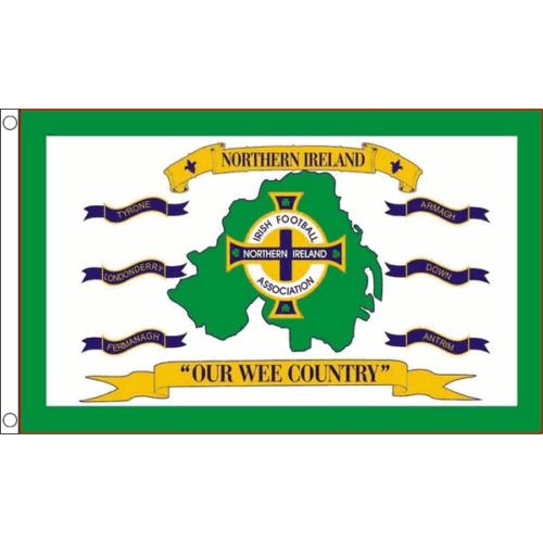 NORTHERN IRELAND OUR WEE COUNTRY FLAG 3' x 5' - NORTH IRISH FOOTBALL FLAGS 90 x - Picture 1 of 2